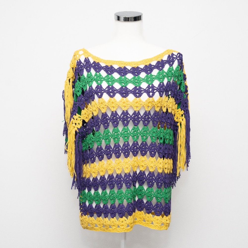 Macaron - Mardi Gras crochet‎ Fringe Tunic / Cover-Up